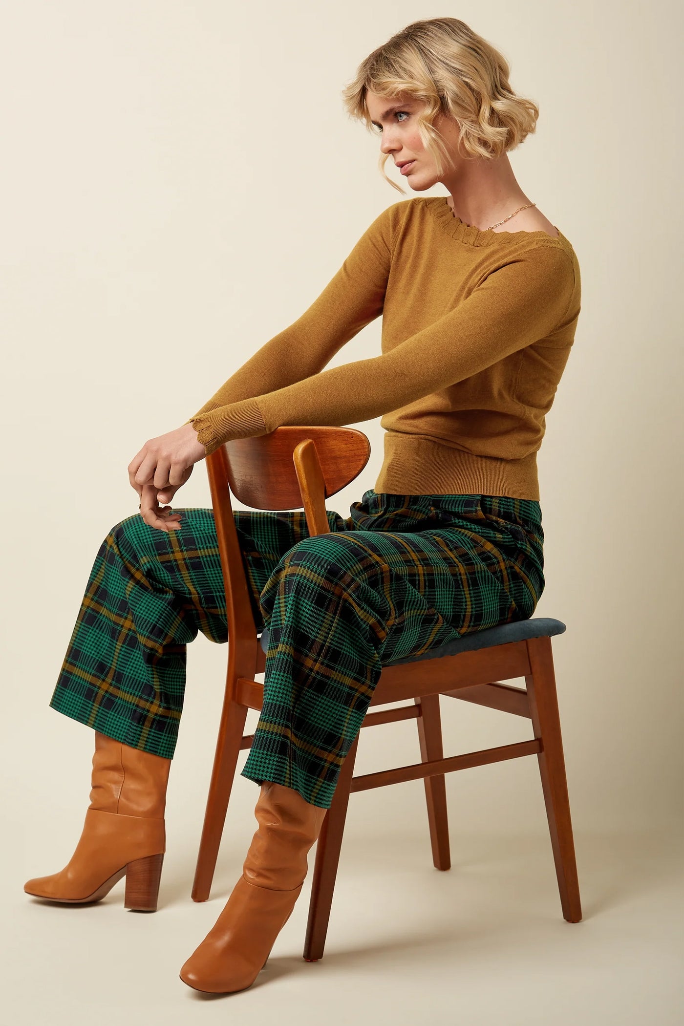 King_Louie_ROSA_LEEDS_Vintage_Check_Pants_Tartan_Mid_Waist_HOSE_Trousers_-_Evening_Blue-2