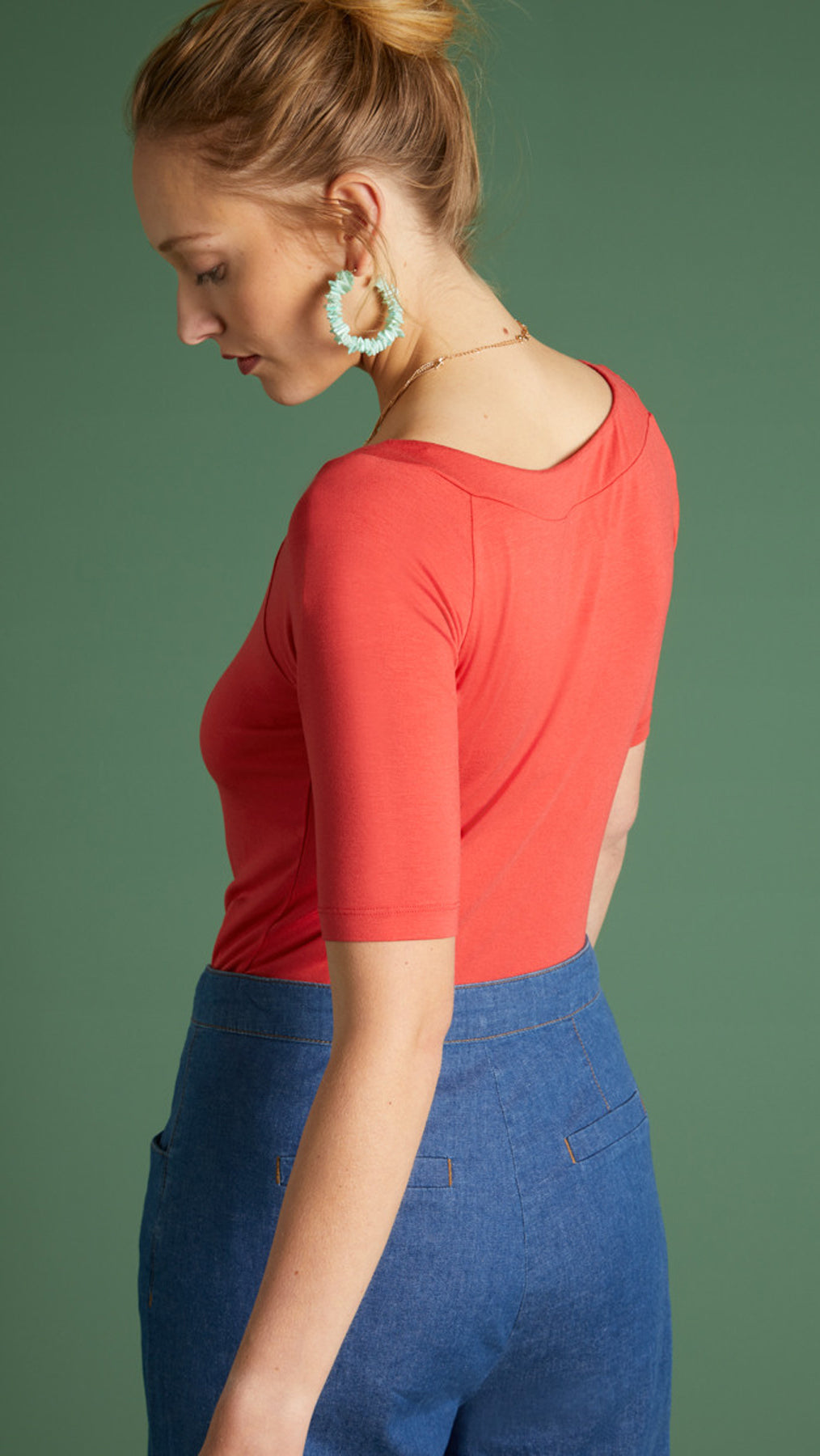 King_Louie_SARAH_Vintage_BASIC_Kurzarm_RUNDHALS_Uni_SHIRT_Oberteil_Korallenrot_killer_kirsche_3vSitZkwljtg0Z