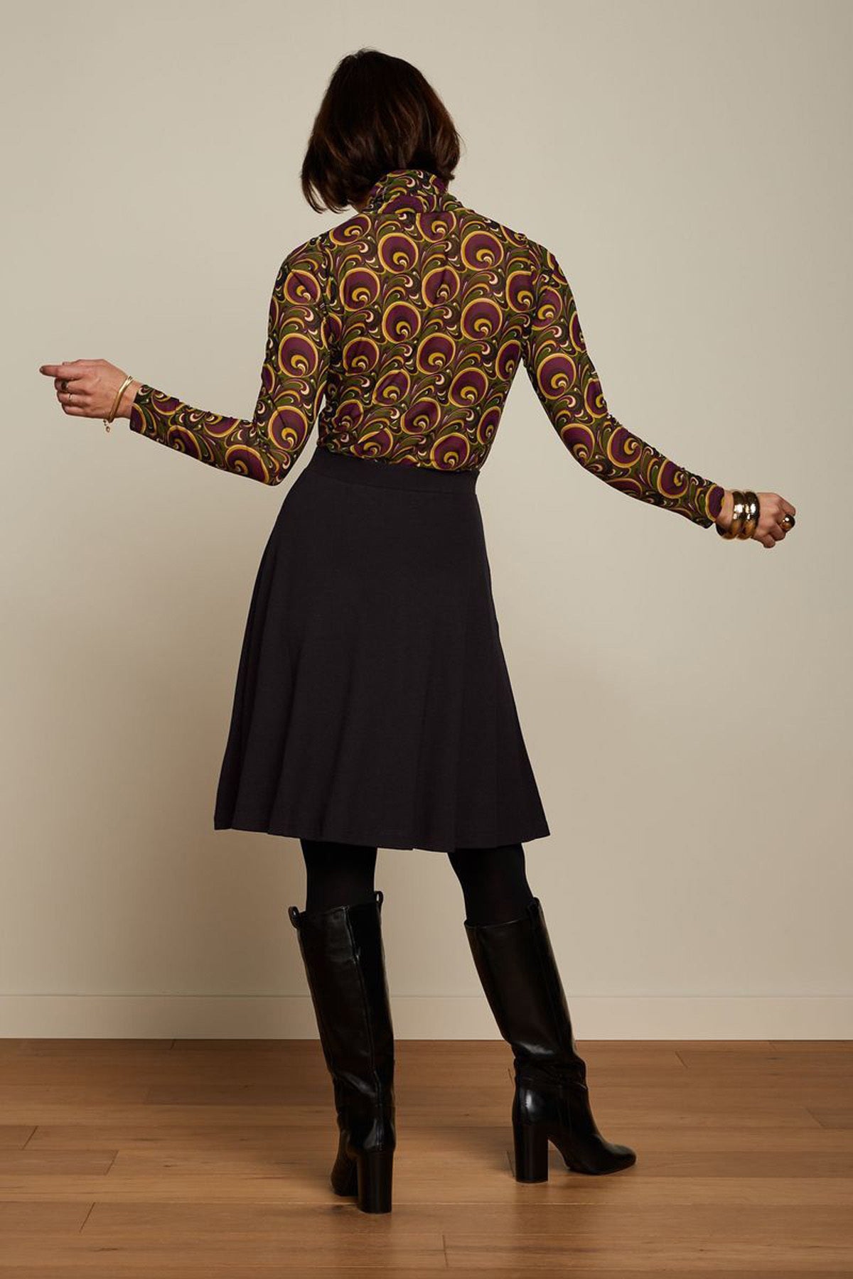 King_Louie_SERENA_MILANO_CREPE_Retro_PLAIN_High_Waist_SWING_SKIRT_Rock_Schwarz-3