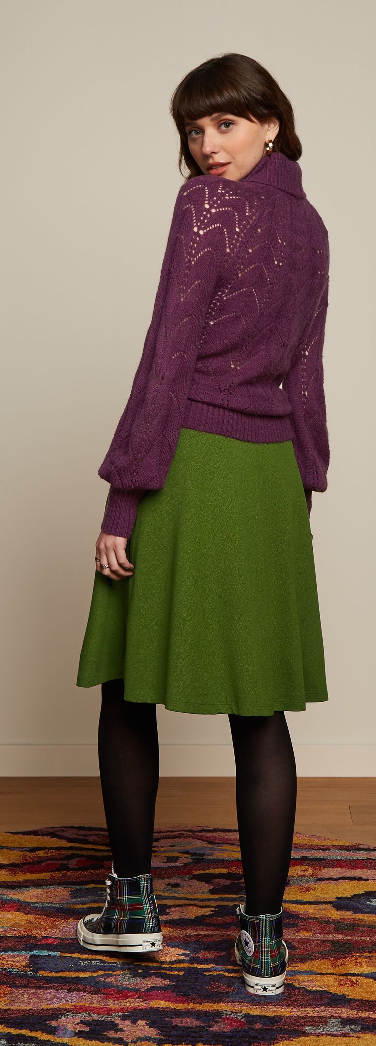 King_Louie_SERENA_MILANO_CREPE_Retro_PLAIN_High_Waist_SWING_SKIRT_Rock__Oliv-3