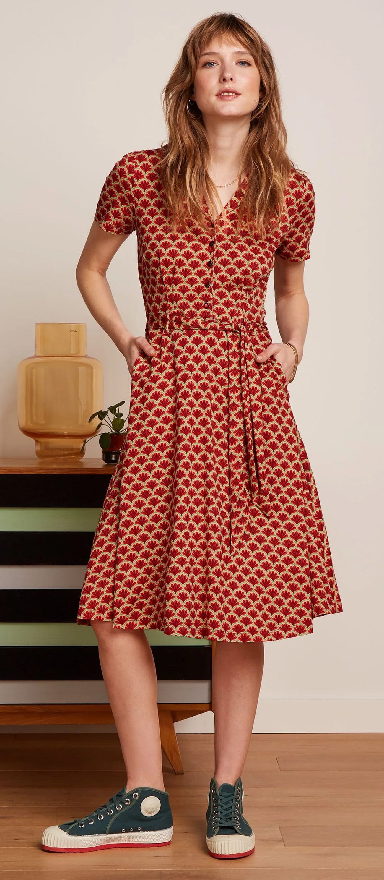 King_Louie_SHEEVA_TOUCHE_Vintage_Faecher_Floral_50s_Jersey_A-LINIE_KLEID_Dress_-_True_Red-2