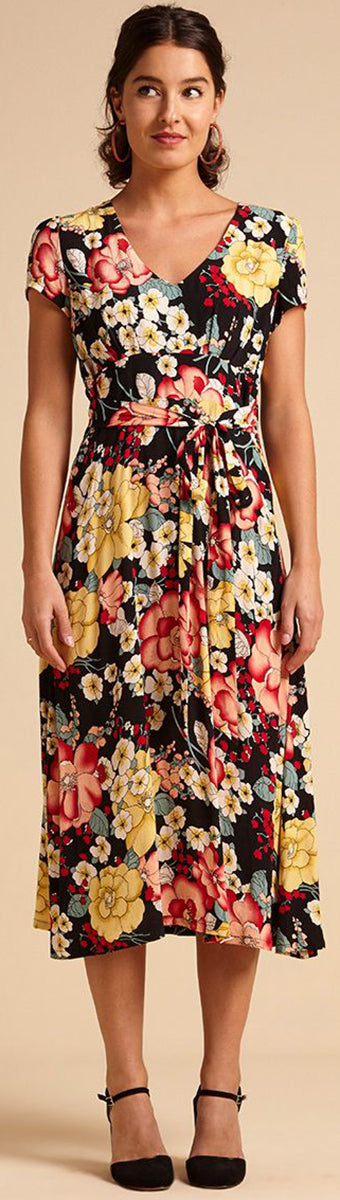 King_Louie_SHILOH_CARIOCA_Vintage_FLORAL_Blumen_V-NECK_A-Linie_Dress_KLEID-2sbaDCUC3yALmI