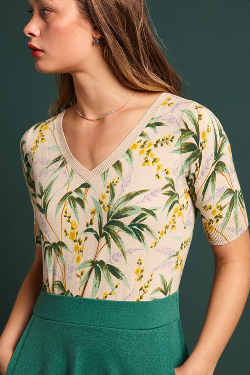 King_Louie_TAHITI_Vintage_FLROAL_Kurzarm_V-NECK_Shirt_TOP_Oberteil_Creme-2