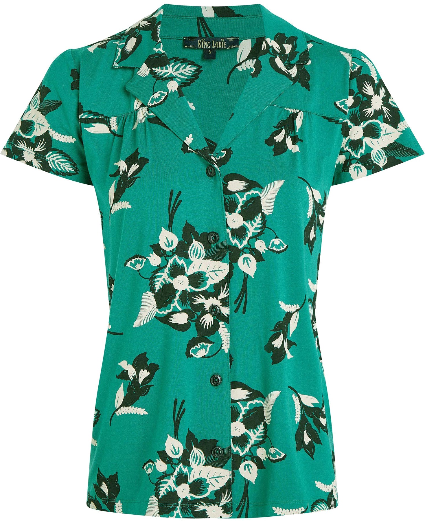 King_Louie_TEX_CORAZA_Retro_FLORAL_Blumen_Kurzarm_V-Neck_BLUSE_Blouse_Oberteil_Killer_Kirsche-1