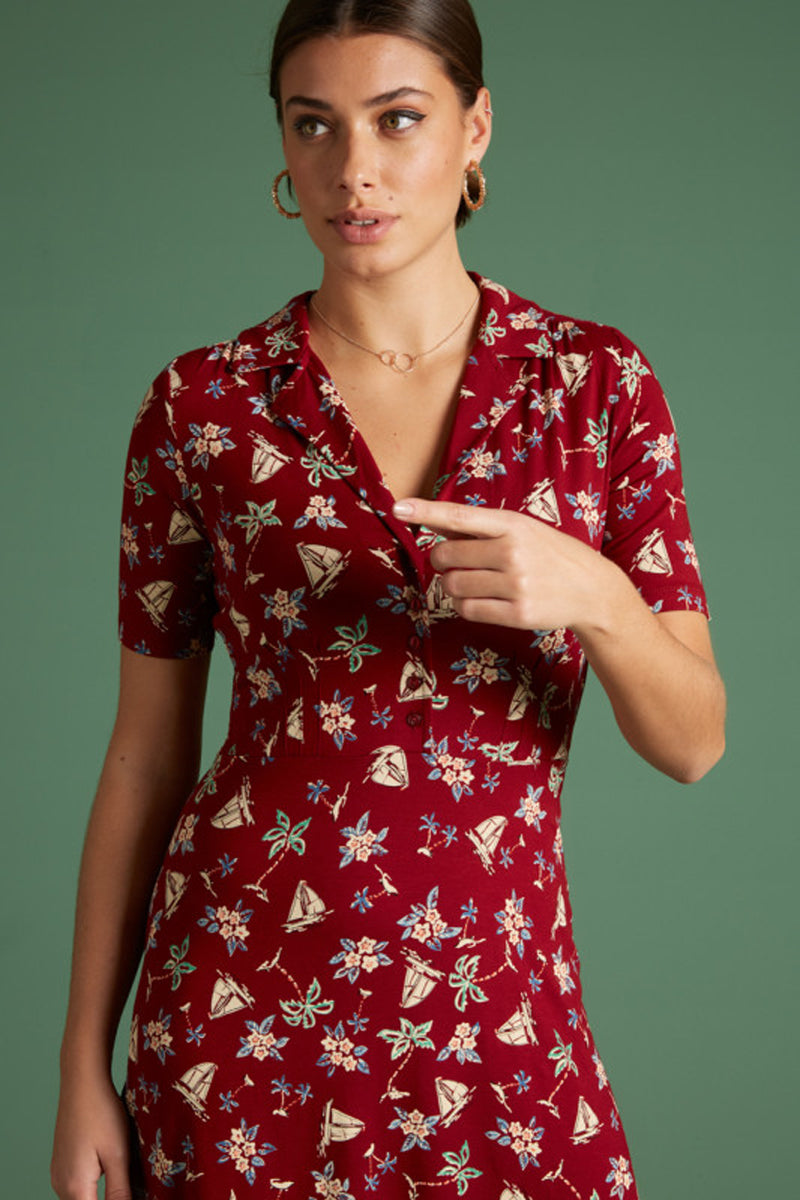 King_Louie_VENTURA_50s_TROPICAL_Sailor_Blumen_KURZARM_DINER_DRESS_Kleid_killer_kirsche_3