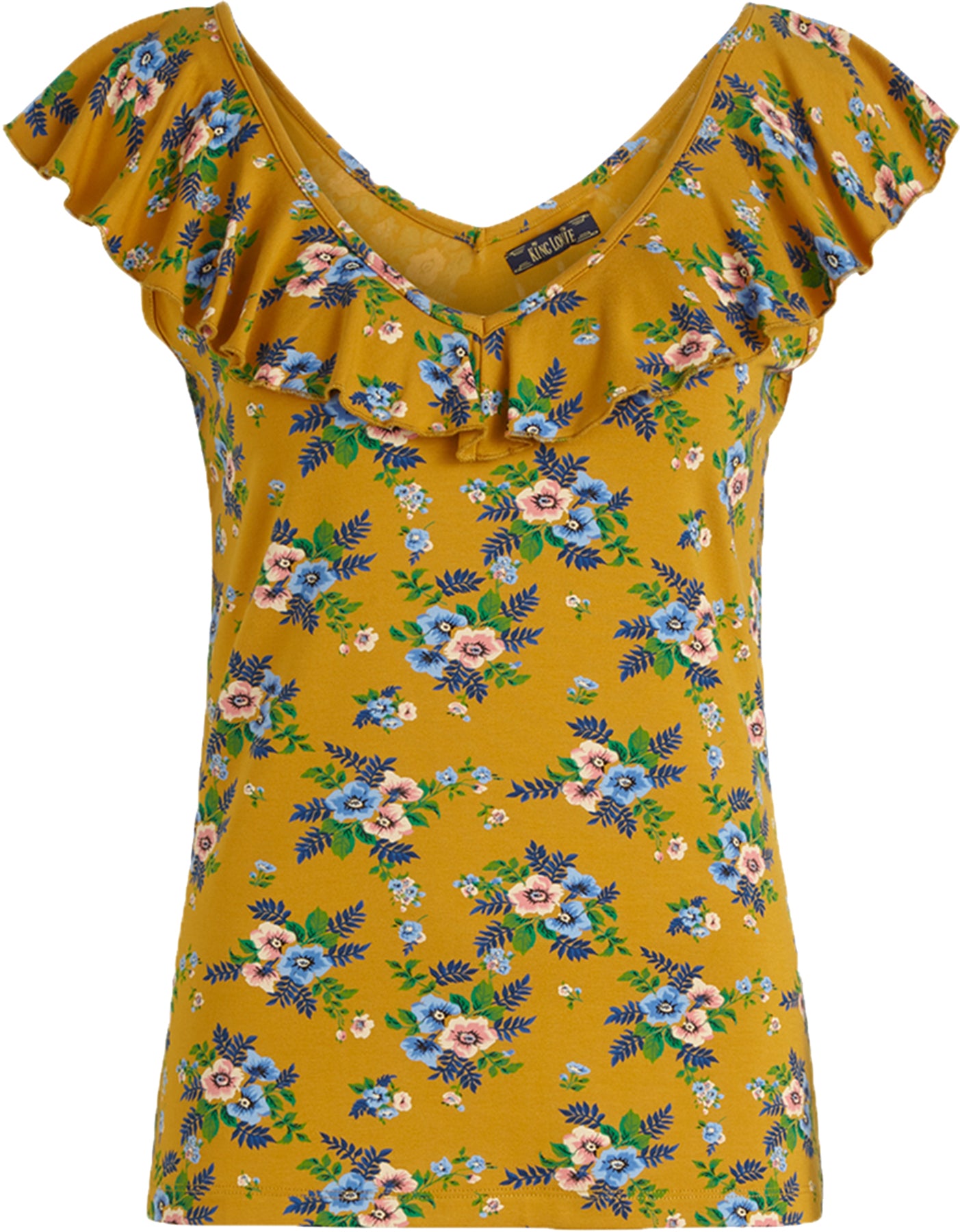 King_Louie_VICKY_Vintage_Goldrush_RUFFLE_Floral_Blumen_TOP_Oberteil_killer_kirsche_1DIBoSrkAug9h2