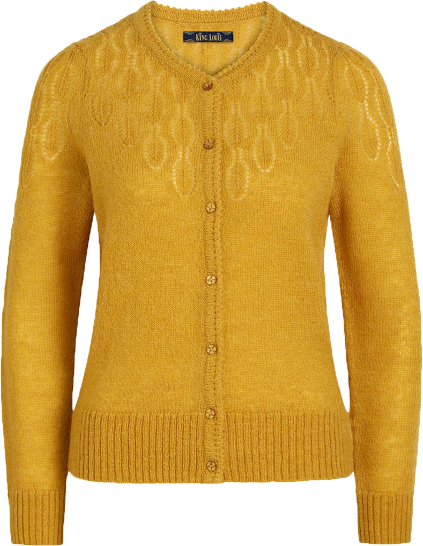 King_Louie_YOKE_PALLAZZONE_Rundhals_Langarm_CARDIGAN_Strickjacke_Senfgelb_Killer_Kirsche-1