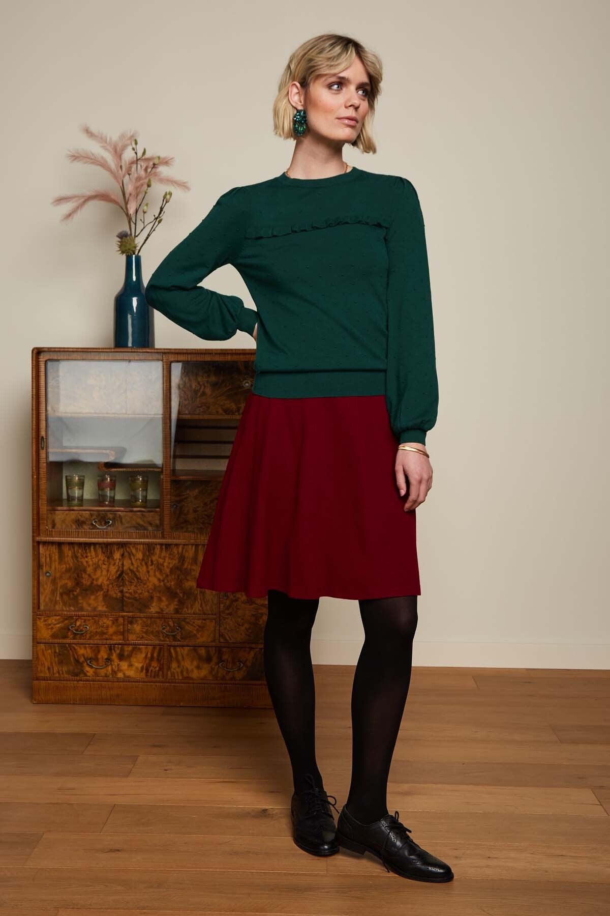 King_Louie__JADA_DROPLET_Vintage_Ruffle_Rueschen_Knoetchenstich_PULLOVER_Oberteil_Pine_Green-2