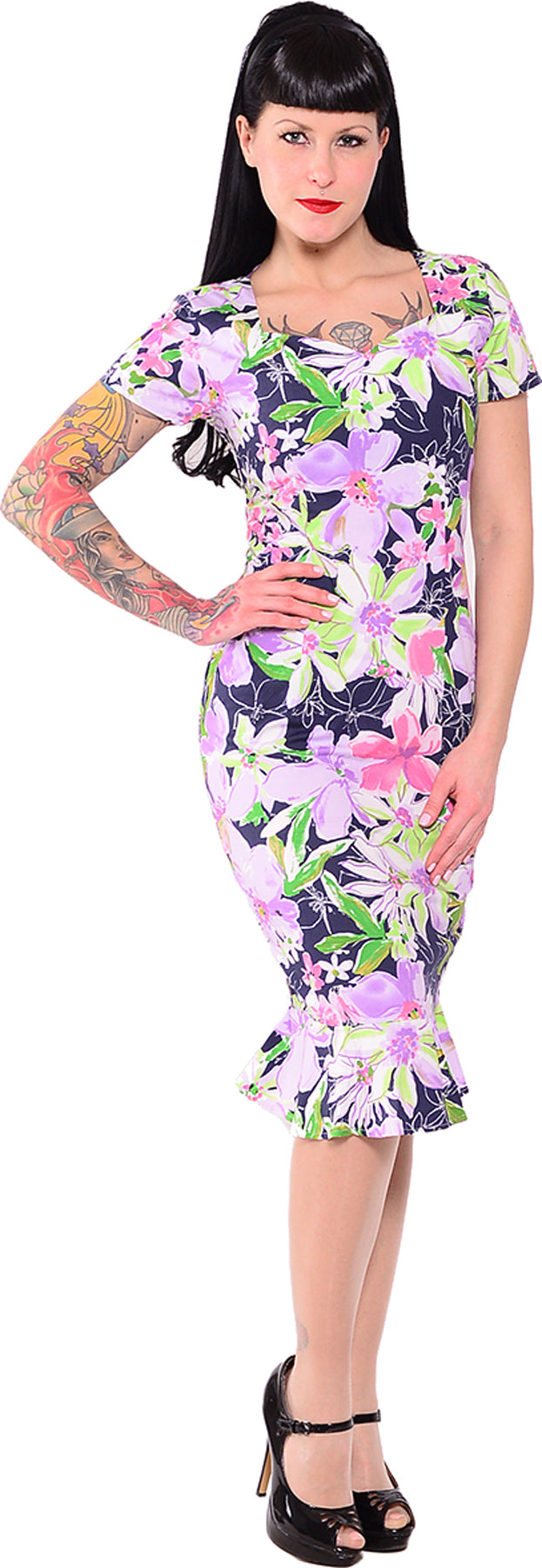 Kuestenluder_50s_Flower_Blueten_BELLE_Kleid_-_Lila_killer_kirsche