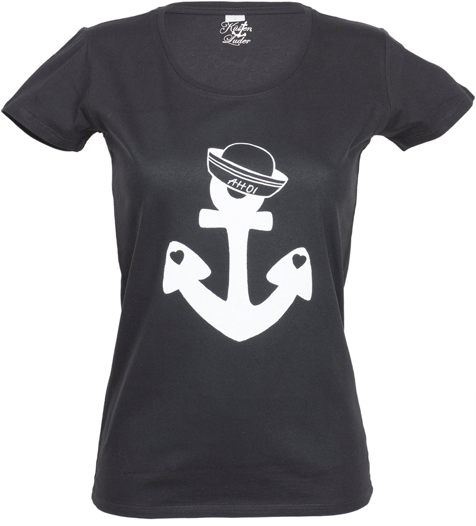 Kuestenluder_AHOY_Sailors_HAT_on_ANCHOR_Nautical_SHIRT_-_Schwarz_killer_kirsche