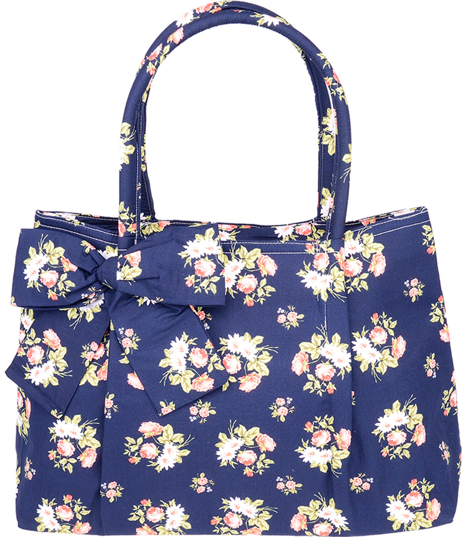 Kuestenluder_ALEEN_Vintage_Floral_ROSE_Blueten_Bow_Pin_Up_TASCHE_-_Blau_killer_kirsche