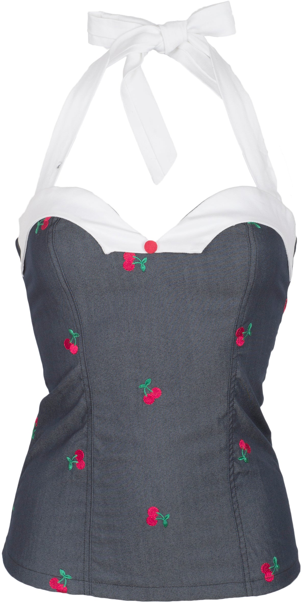 Kuestenluder_ALISON_Pin_Up_CHERRY_Kirschen_Denim_NECKHOLDER_TopCaRiBxHKHrFNz