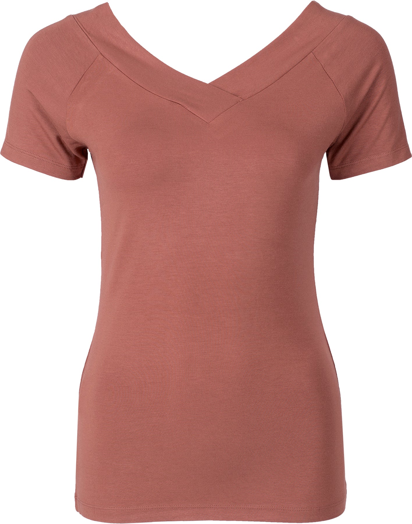 Kuestenluder_ALLEGRA_Vintage_V-NECK_Raglan_Kurzarm_SHIRT_Beigerot_killer_kirsche