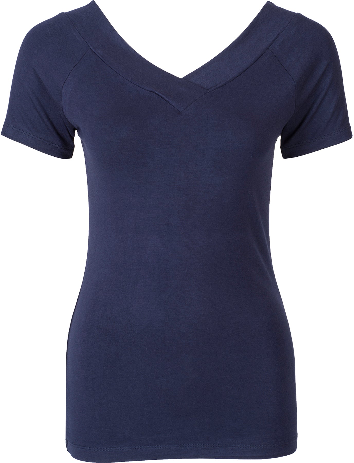 Kuestenluder_ALLEGRA_Vintage_V-NECK_Raglan_Kurzarm_SHIRT_Navyblau_killer_kirsche