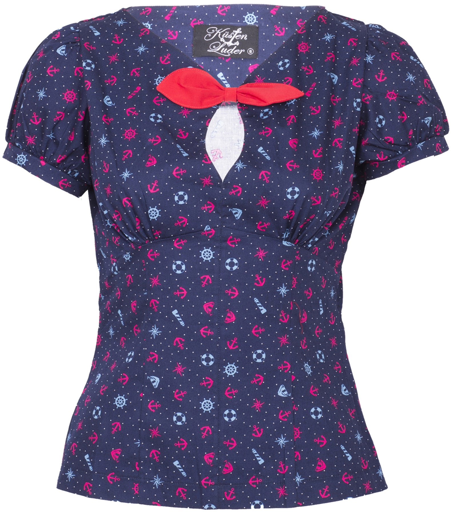 Kuestenluder_AMINA_Sailor_Anchor_ANKER_Red_Bow_Vintage_Bluse_Oberteil_killer_kirsche