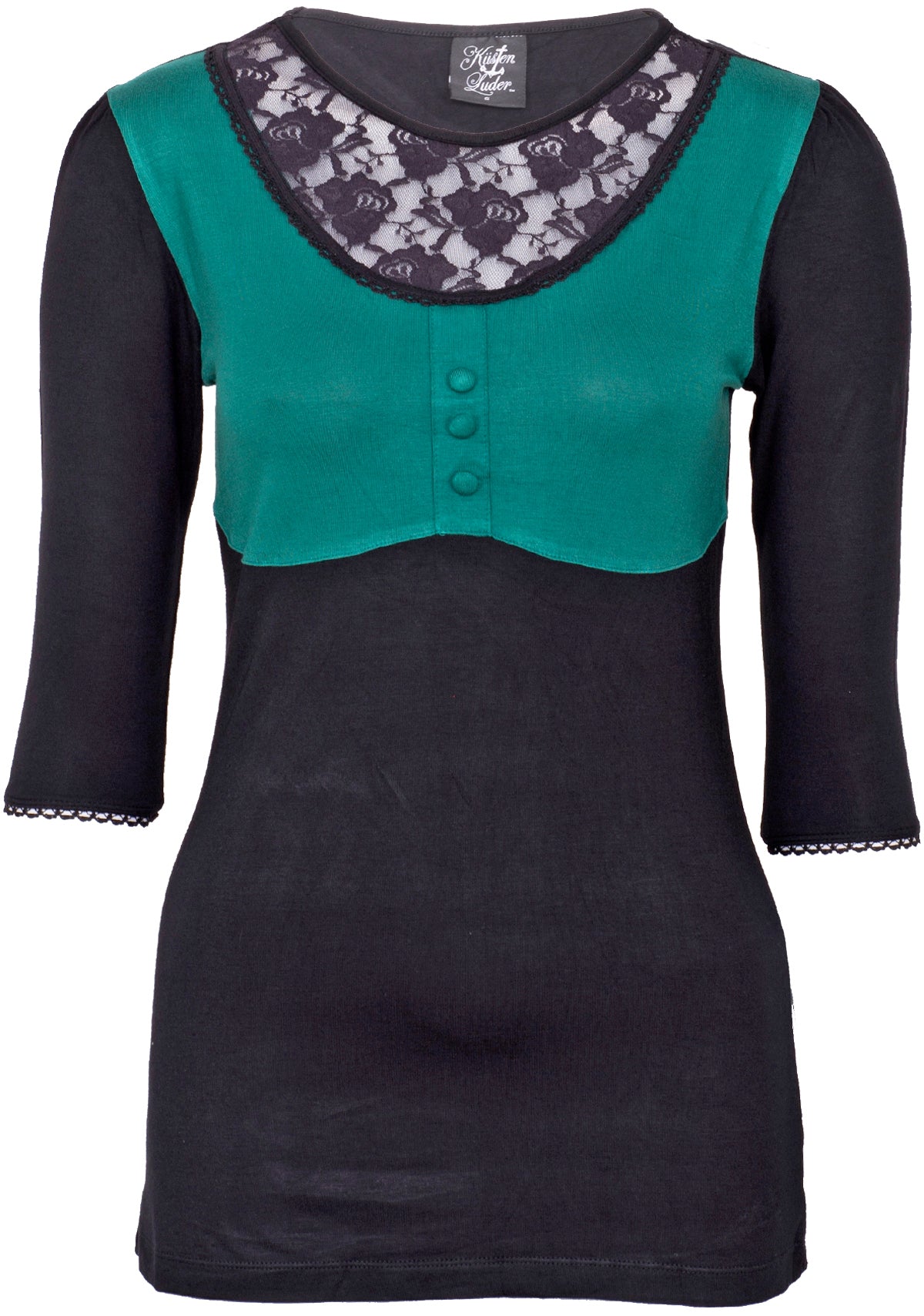 Kuestenluder_AMIRA_Vintage_Lace_2-Tone_Pin_Up_Oberteil_SHIRT_-_Gruen1UmP8OvRsz2yG