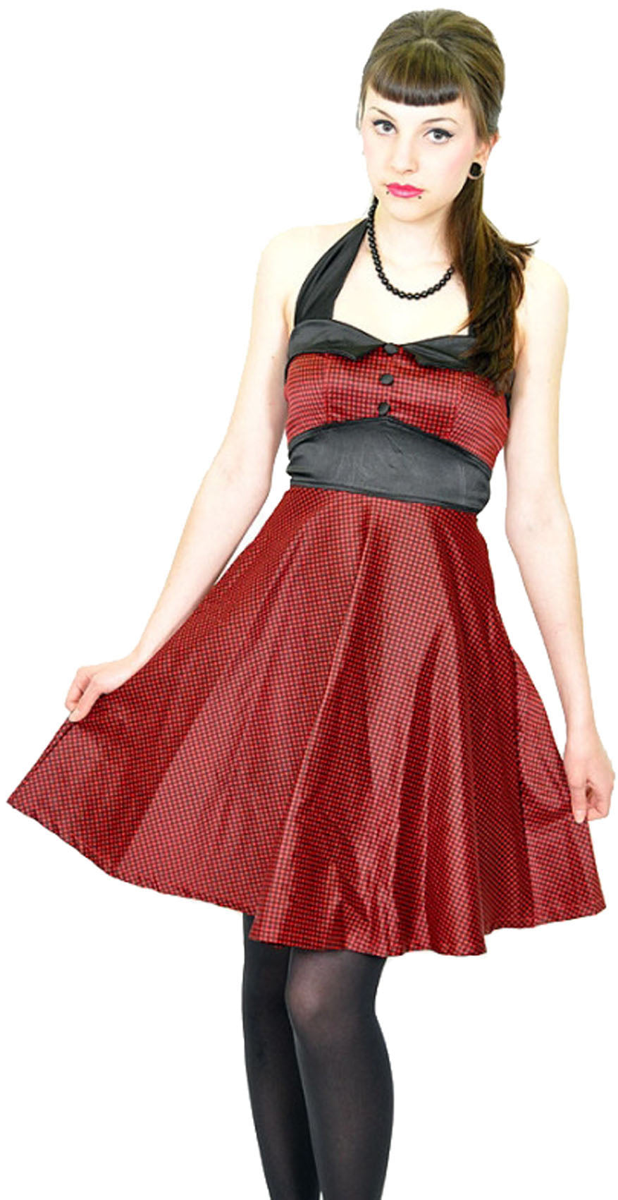 Kuestenluder_ANJJA_Pin_Up_GINGHAM_Pepita_Neckholder_SWING_Dress_Kleid9Gxf516xW1xCT