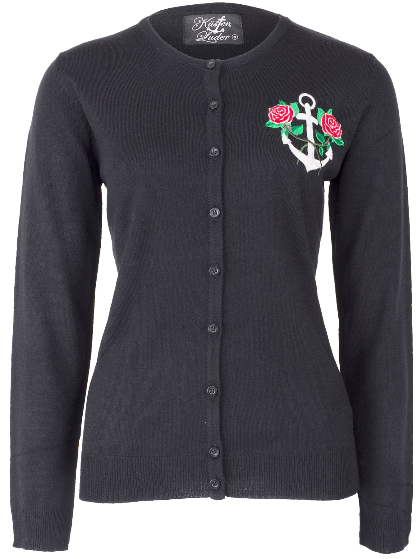 Kuestenluder_ANKER_ROSE_Vintage_Rundhals_CARDIGAN_Langarm_STRICKJACKE_killer_kirsche