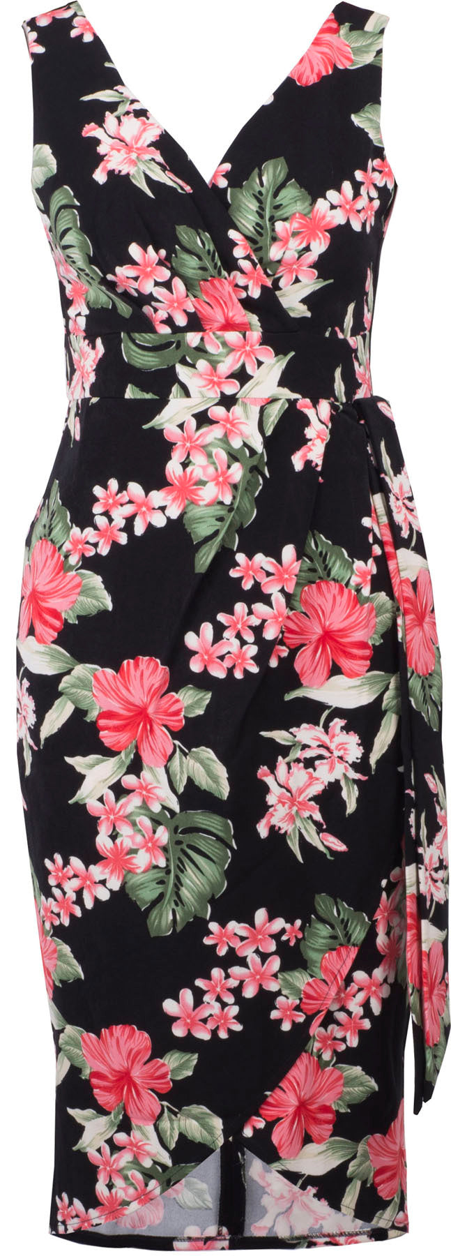 Kuestenluder_ANNRIEKE_Tropical_HIBISKUS_Floral_Sarong_PENCIL_DRESS_Kleid_killer_kirsche