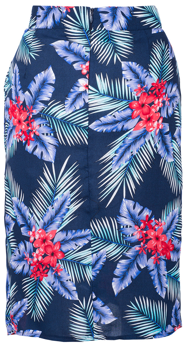 Kuestenluder_AOLANI_Palm_Leaf_FRANGIPANI_Pencil_SARONG_Rock_Blau-4