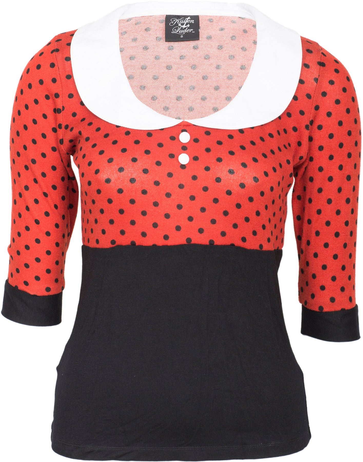 Kuestenluder_APRYL_Retro_POLKA_DOT_Punkte_Bubikragen_SHIRT_-_Rot_killer_kirscheSEK9gEpSRT6d1