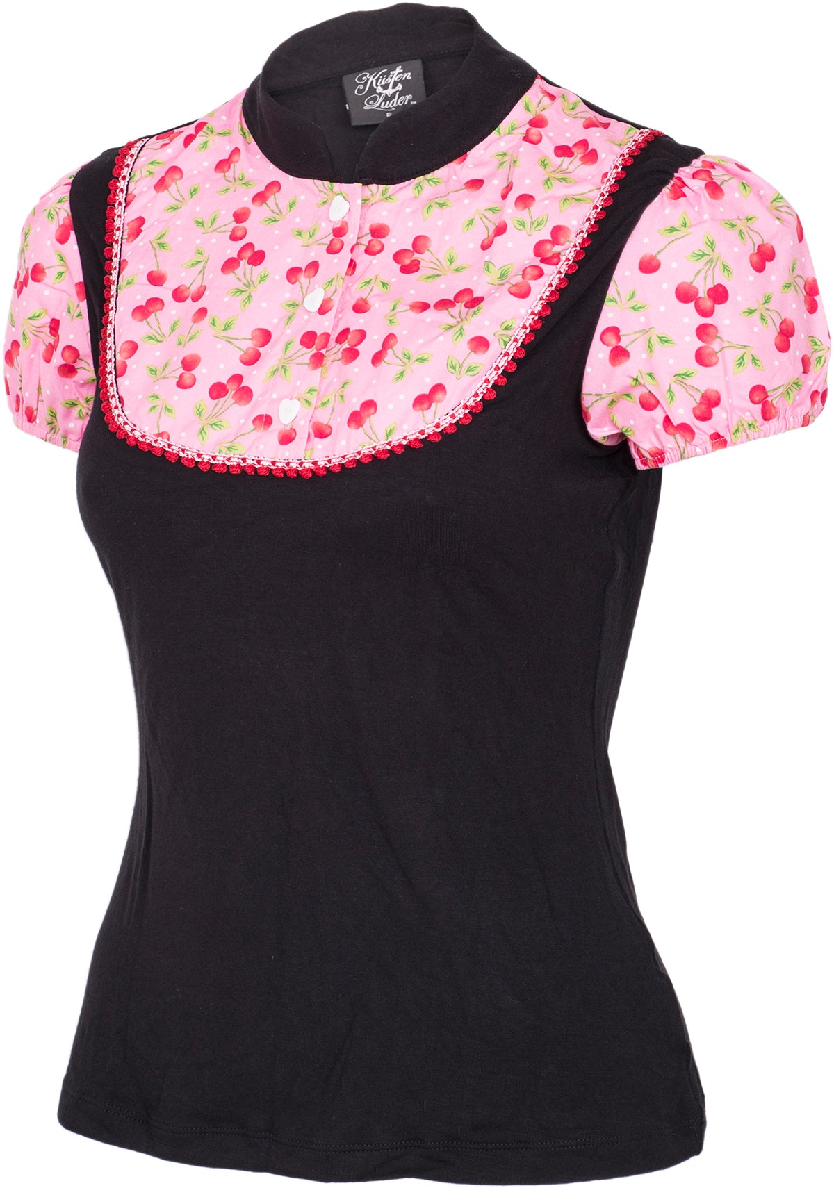 Kuestenluder_ASTRID_50s_Polka_DOTS_Pink_Cherries_Pin_Up_SHIRT-3
