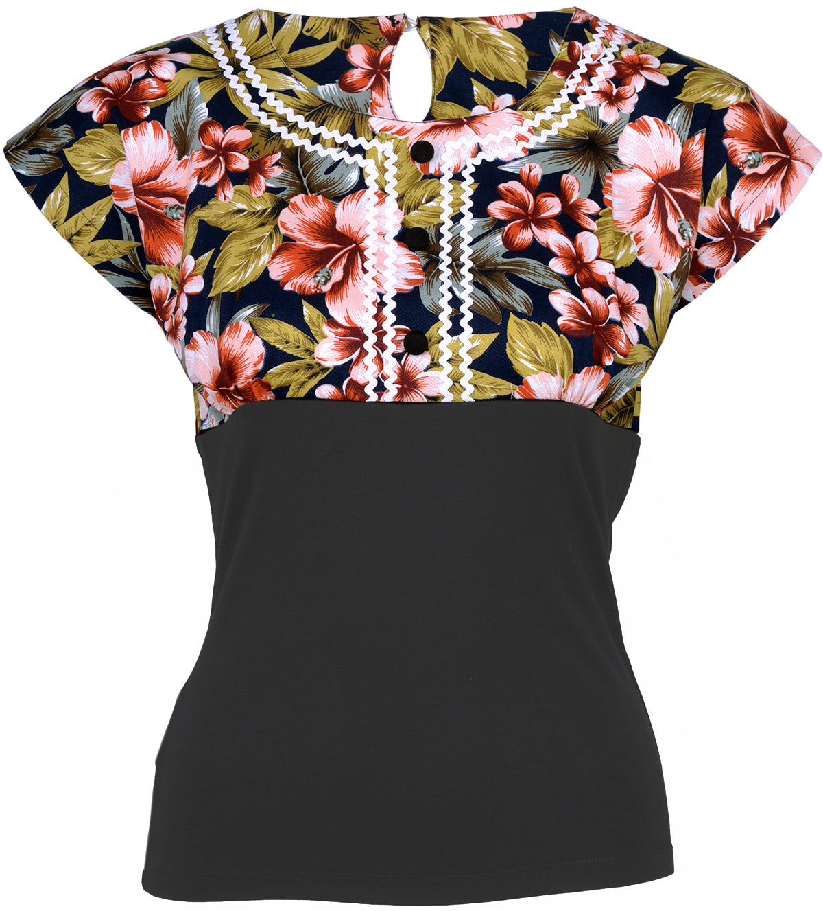 Kuestenluder_AUDRIA_Tiki_Hibiscus_Palms_Tropical_Vintage_Bluse_Shirt