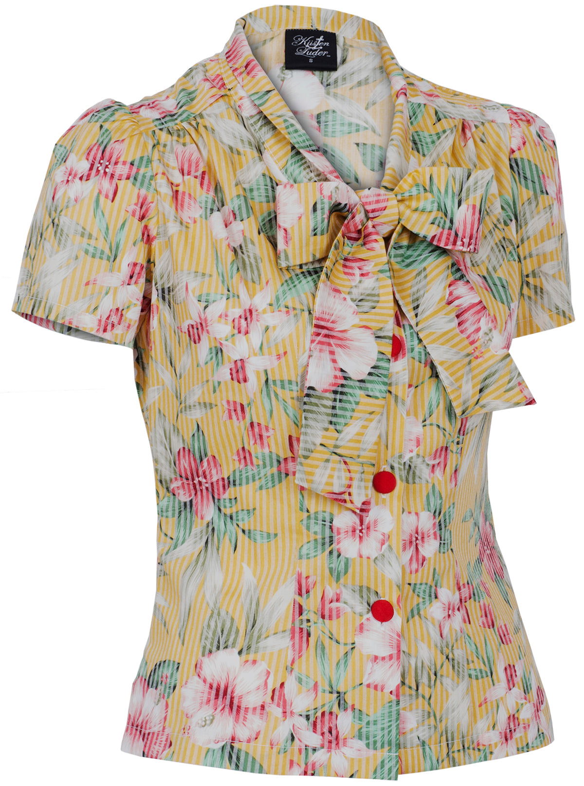 Kuestenluder_AVANA_Vintage_Tropical_HIBISKUS_Kurzarm_SCHLUPPENBLUSE-3