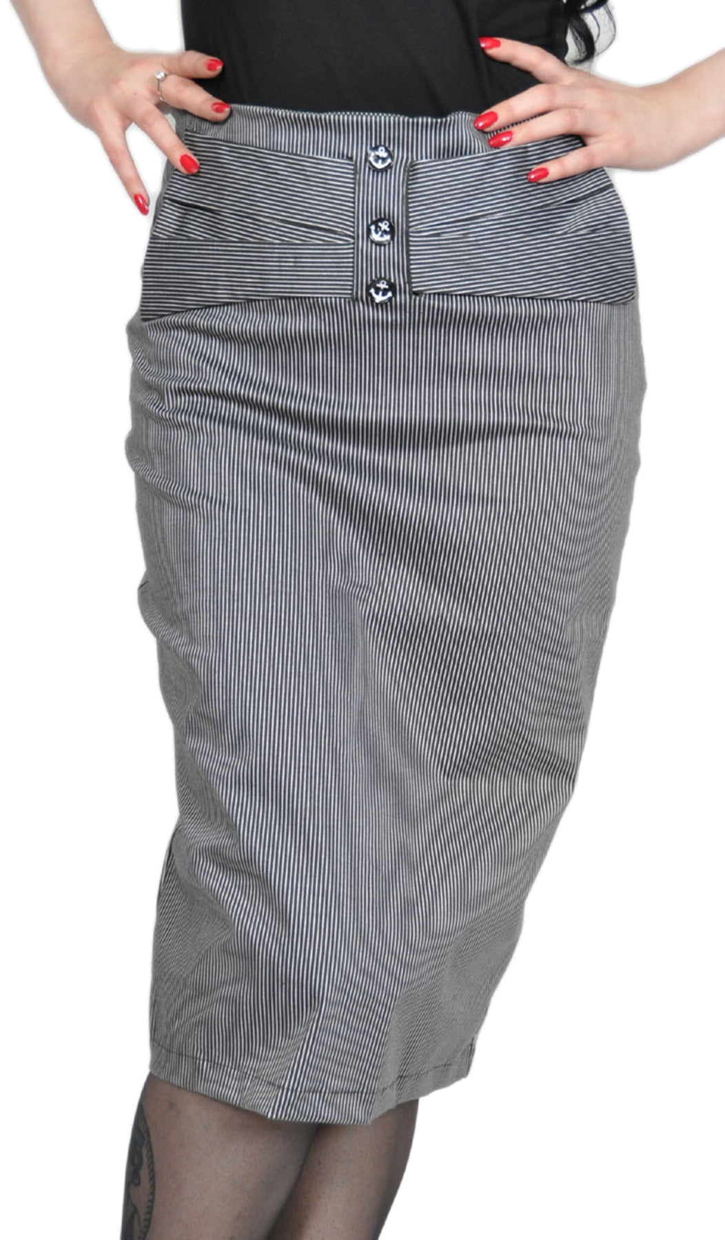 Kuestenluder_AZALEA_RETRO_ANCHOR_High_Waisted_Pencil_Skirt_-_Pinstripe_killer_kirscheC1lLg6QvcyuHv