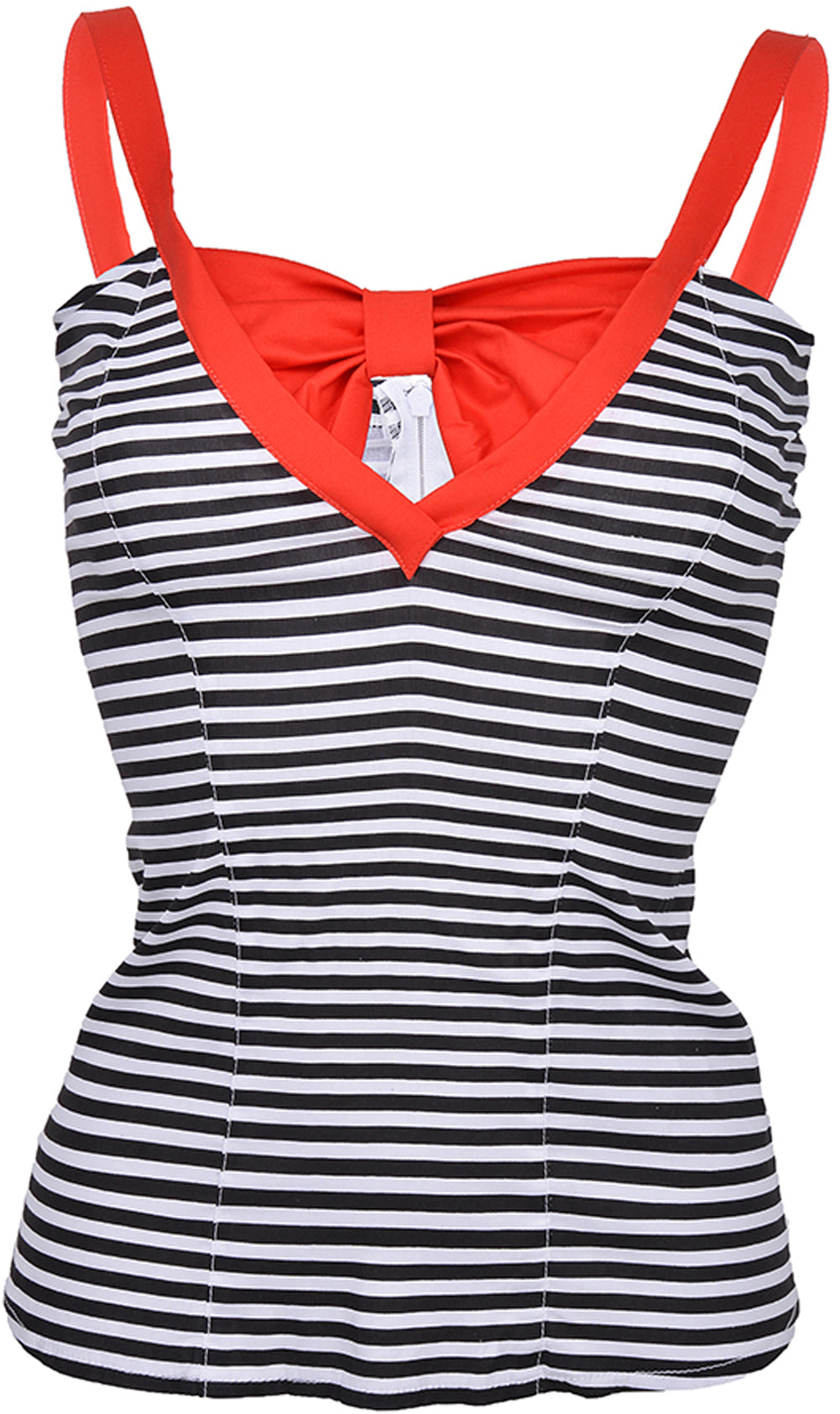 Kuestenluder_BETH_Striped_RED_BOW_Fifties_TOP_schwarz