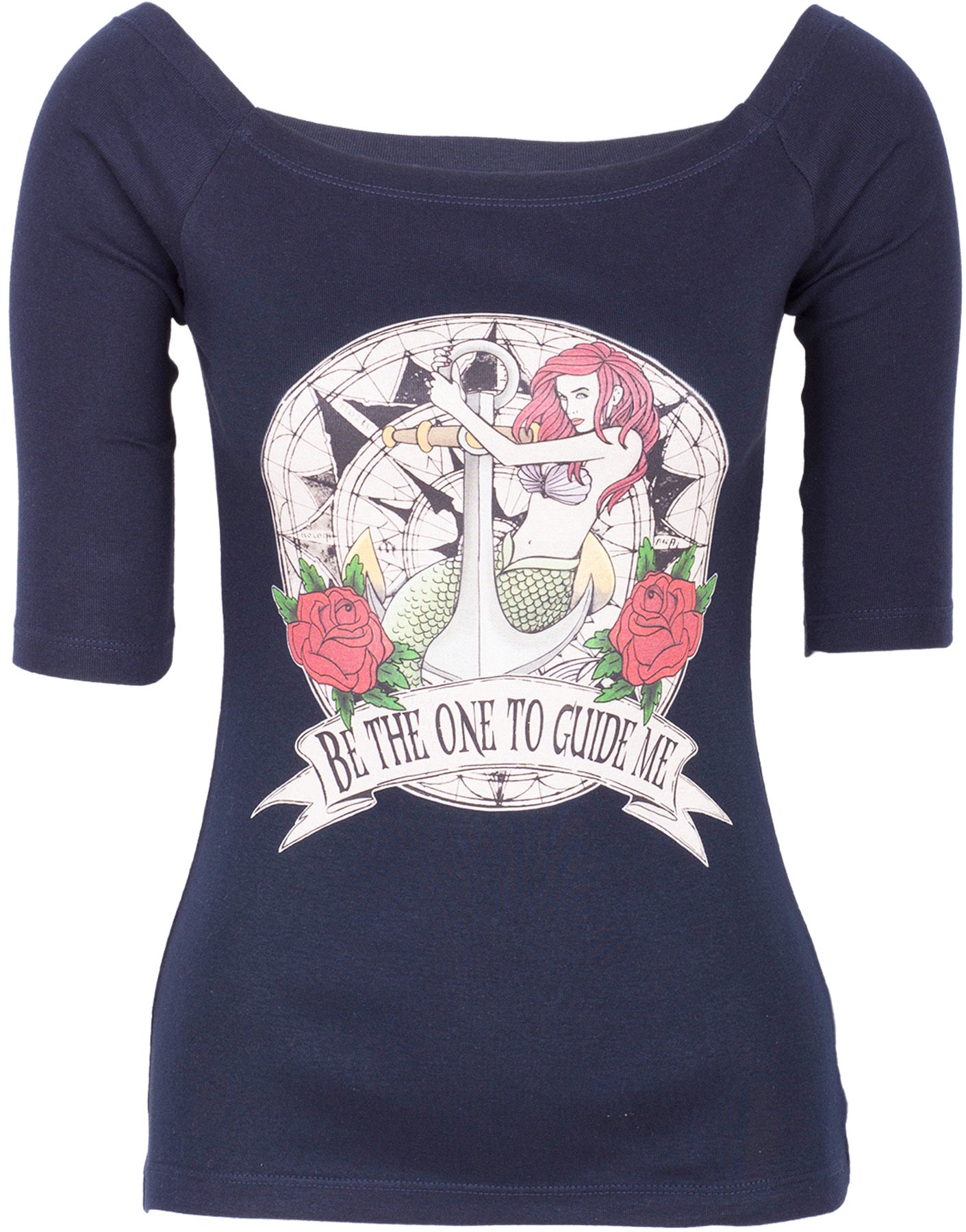 Kuestenluder_BE_THE_ONE_TO_GUIDE_ME_U-Boot_Nautical_dreiviertel_Arm_SHIRT_-_Blau_killer_kirscheuUOfVHSiakUOd