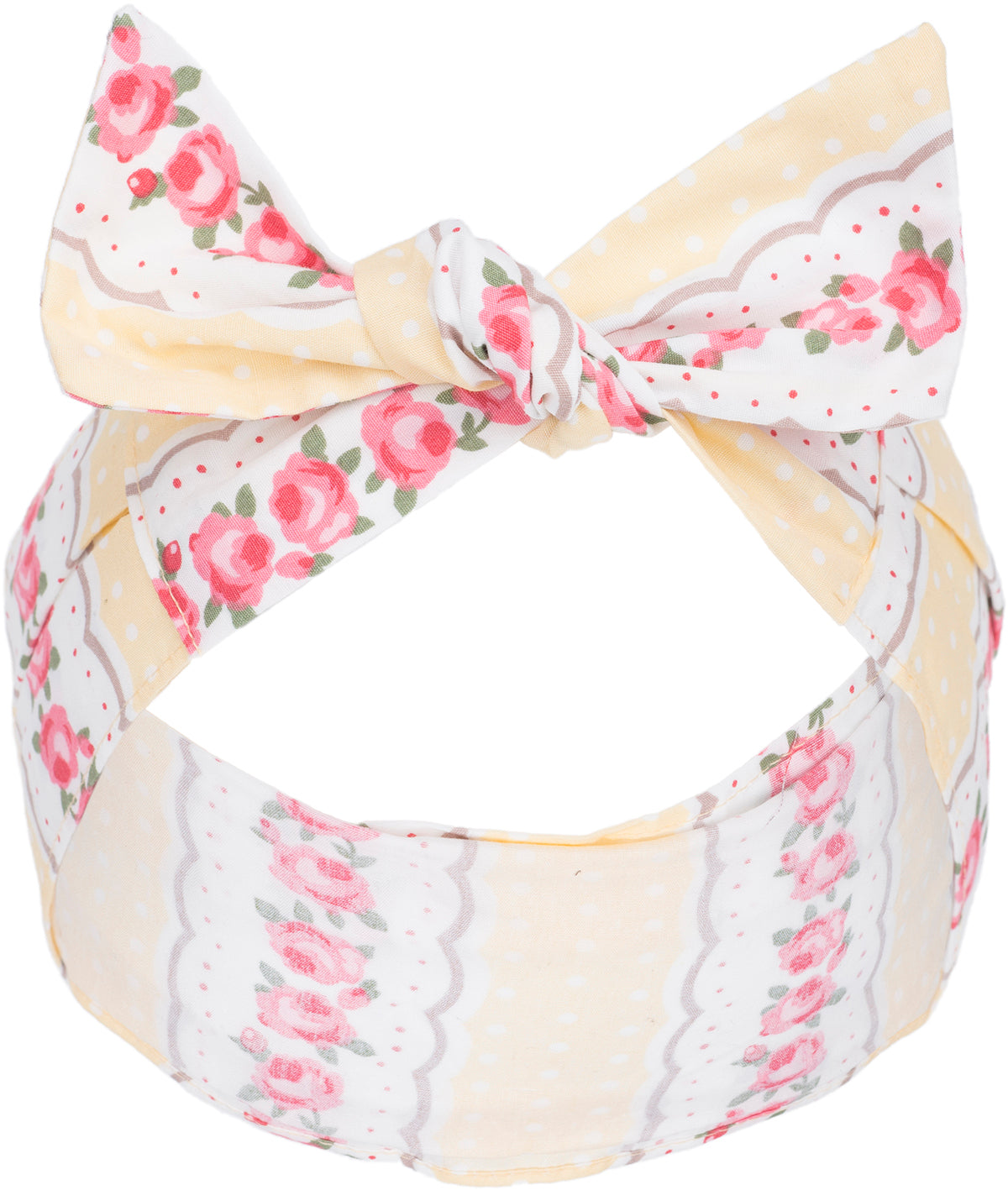 Kuestenluder_BUENA_Vintage_Polka_Dots_ROSES_Floral_Pin_Up_HAARBAND_Headband_Vanillegelb
