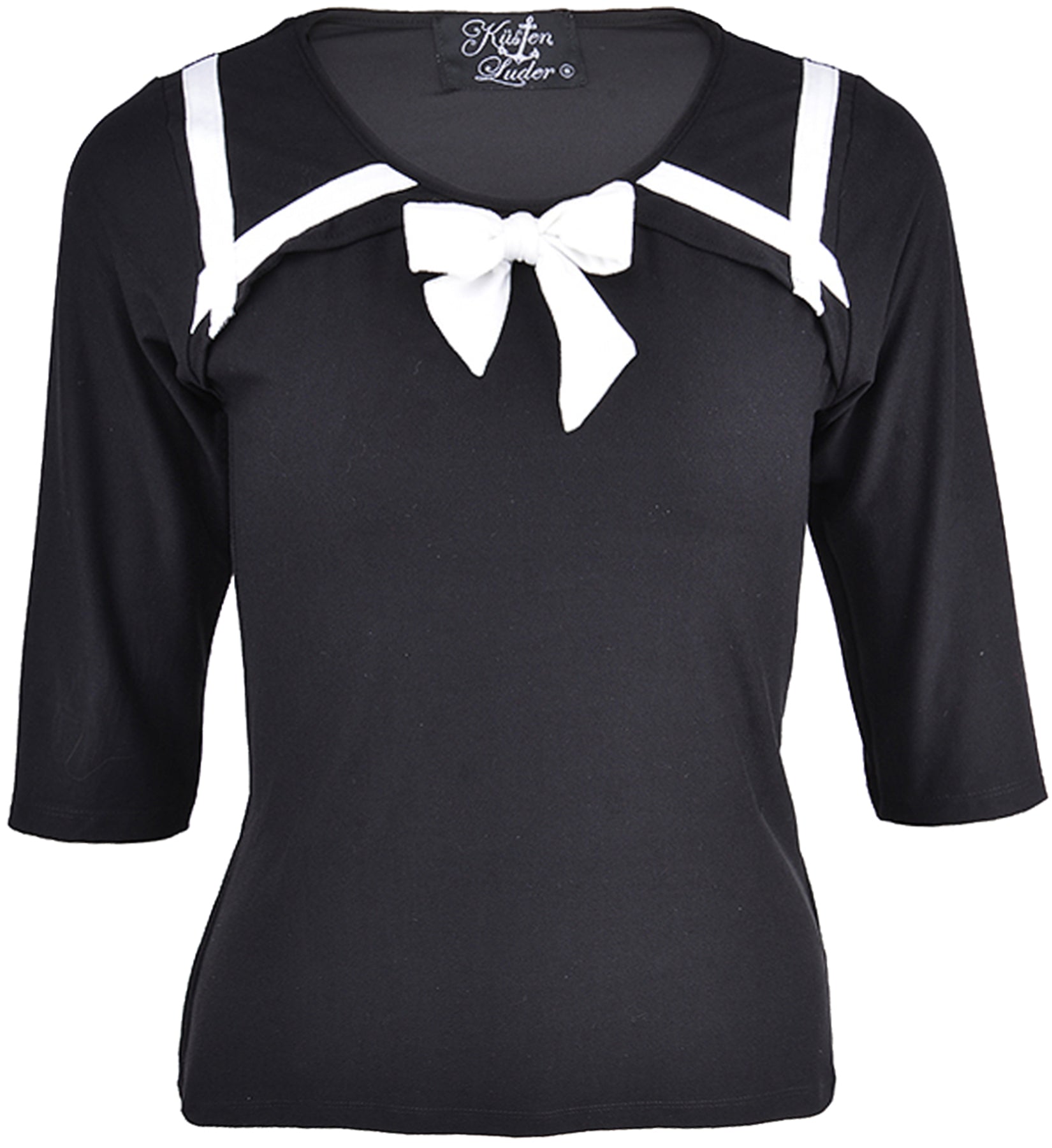 Kuestenluder_CAROLINE_SAILOR_KNOT_50s_Matrosen_Pin_Up_SHIRT_-_Schwarz_killer_kirsche
