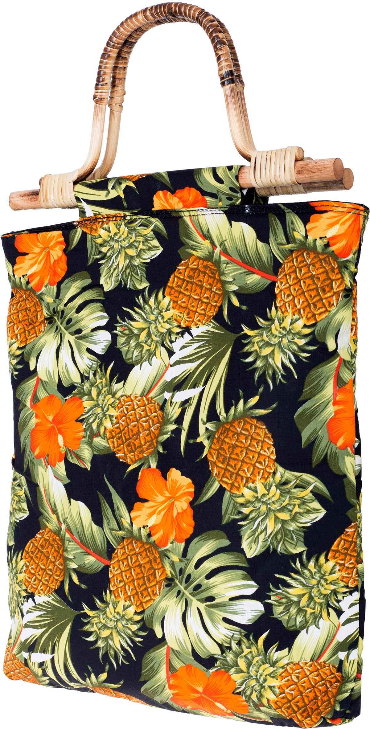 Kuestenluder_CATHLEN_Hibiskus_ANANAS_Pineapple_Bambushenkel_HANDTASCHE-2