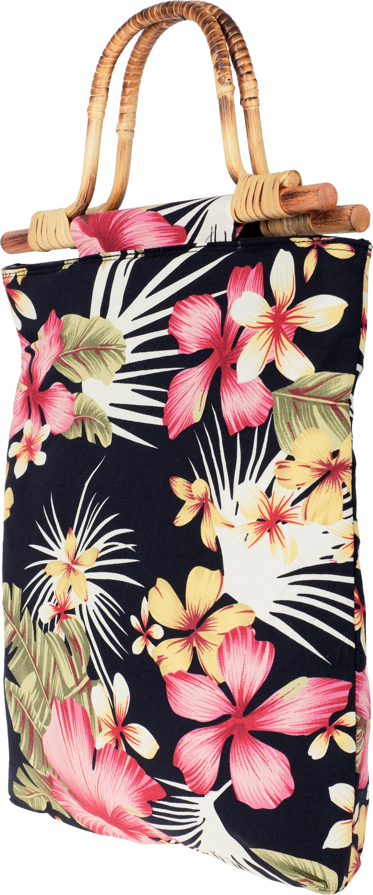 Kuestenluder_CATHLEN_Tropical_HIBISKUS_Blumen_Bambushenkel_HANDTASCHE_schwarz-2