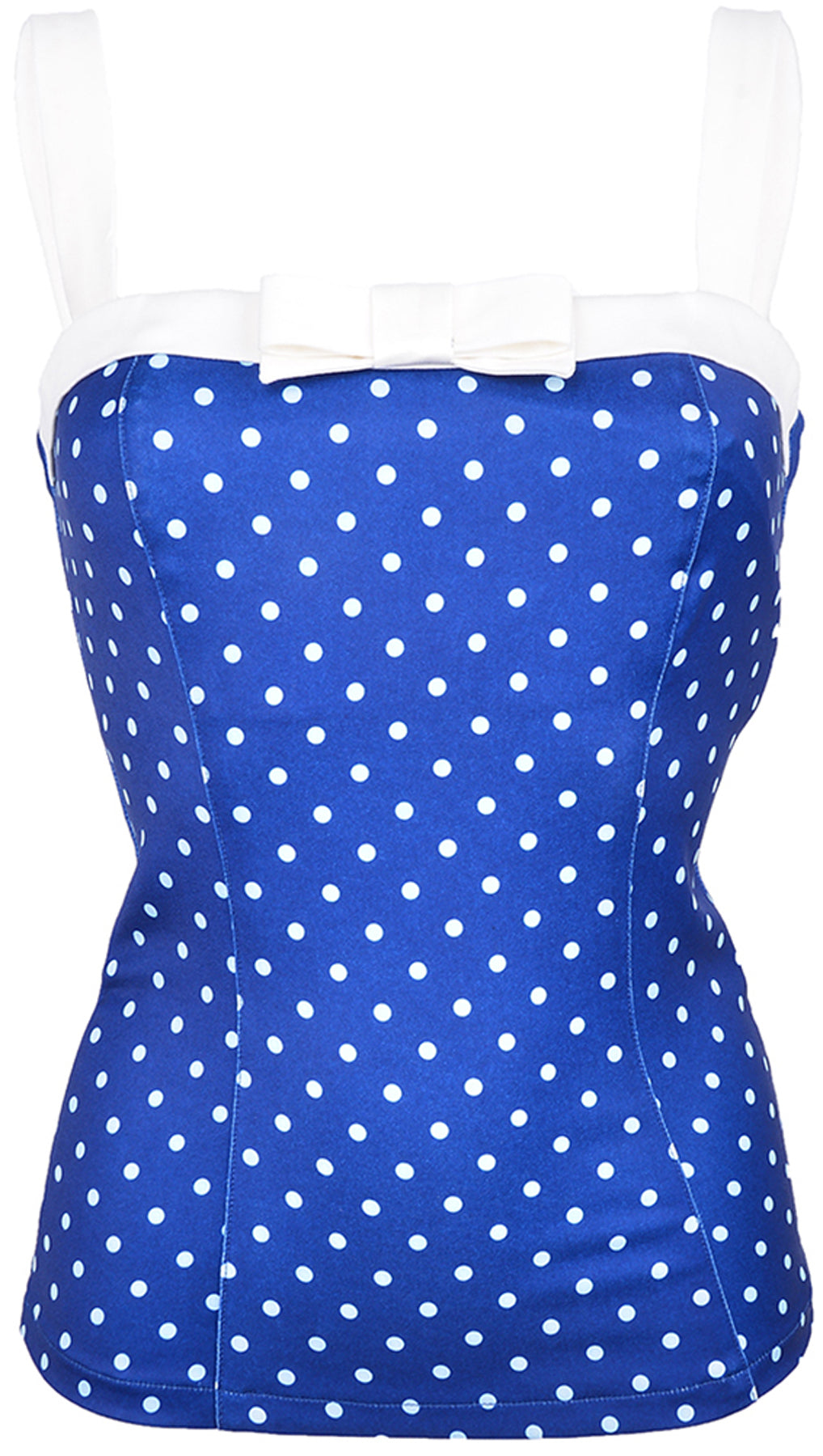 Kuestenluder_DAIANA_Polka_Dots_50s_Schleifen_Punkte_Traegertop_-_Blau_killer_kirsche
