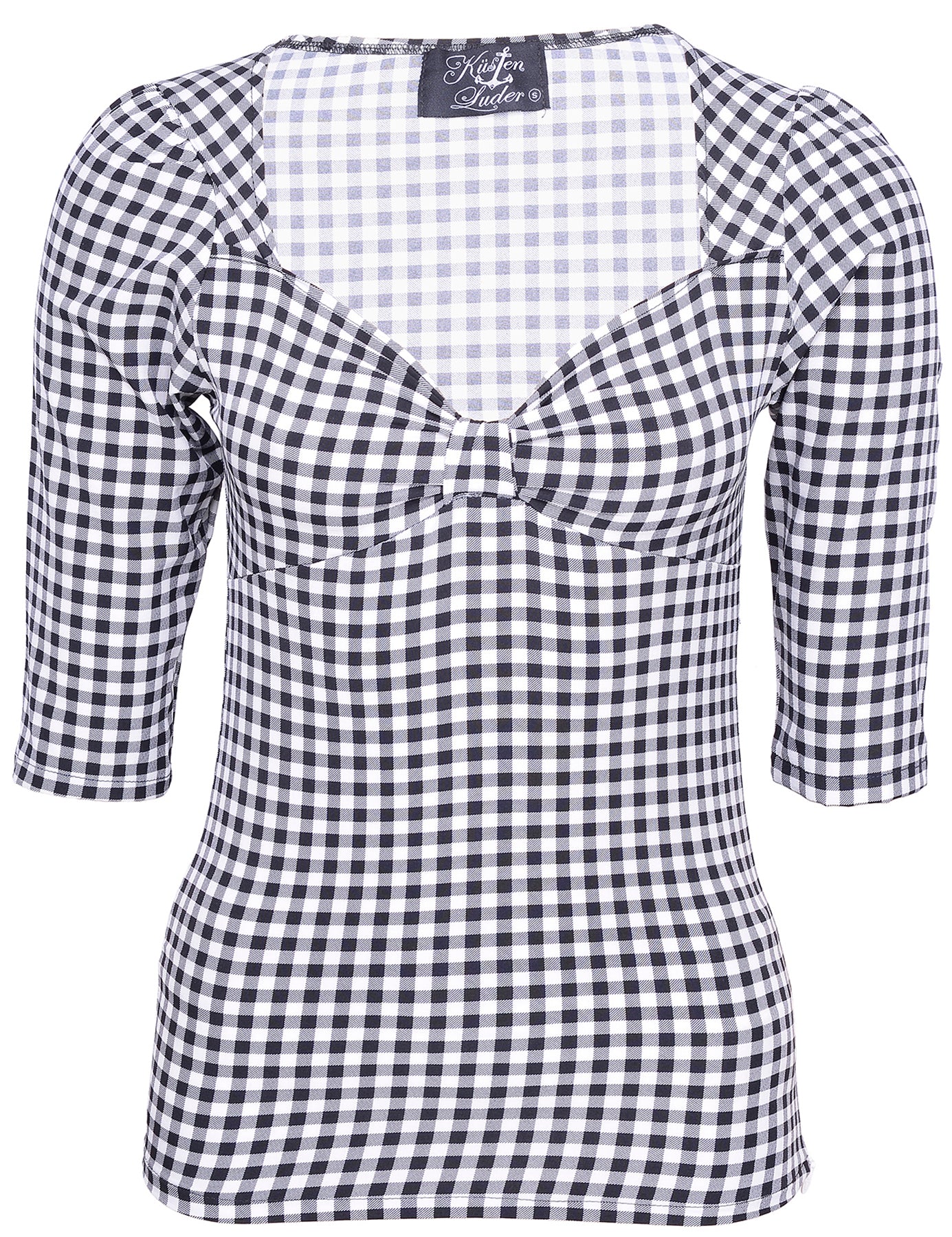 Kuestenluder_DAINA_Vintage_Gingham_Pepita_Pin_Up_3_4_Arm_SHIRT_killer_kirsche
