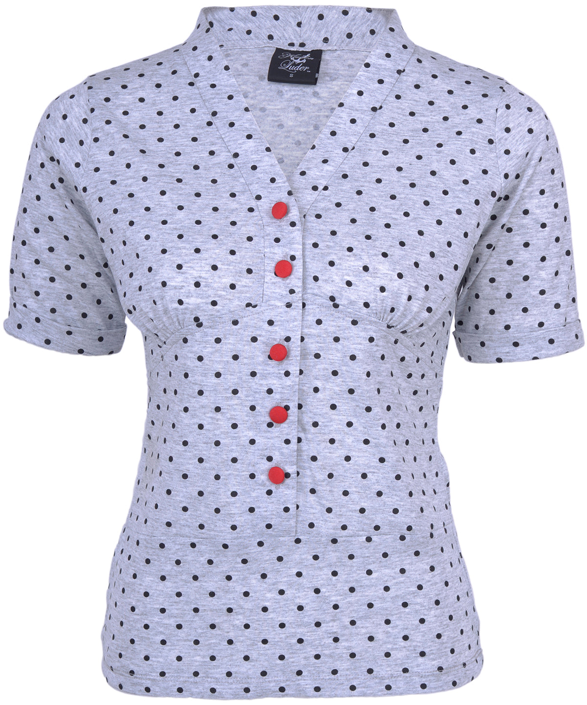 Kuestenluder_DIVINA_V-Neck_Punkte_POLKA_DOTS_Retro_Vintage_ShirtulhS7aPPSPOpa