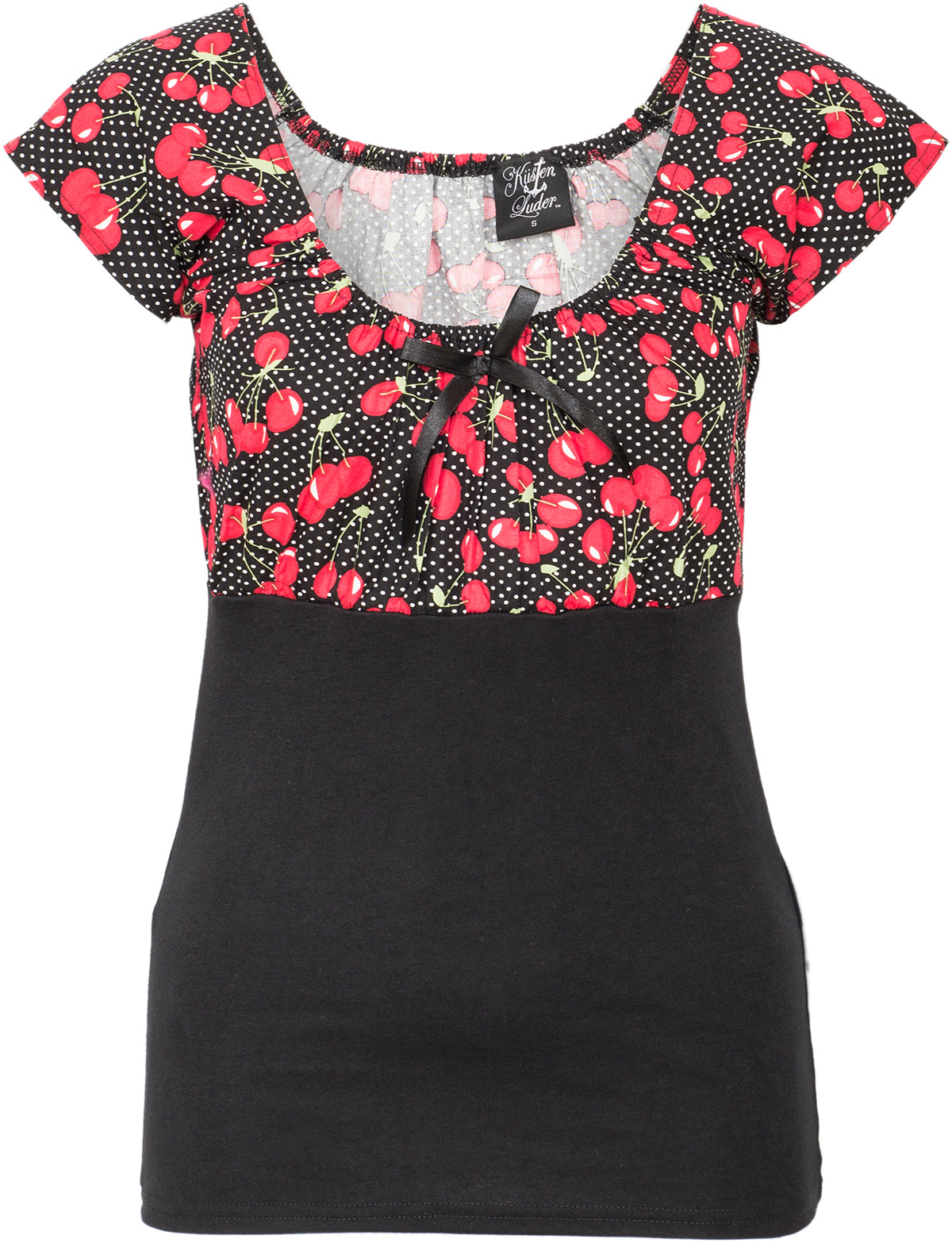 Kuestenluder_DIXIE_Vintage_CHERRY_Polka_Dot_KIRSCHEN_Bluse_SHIRT-1