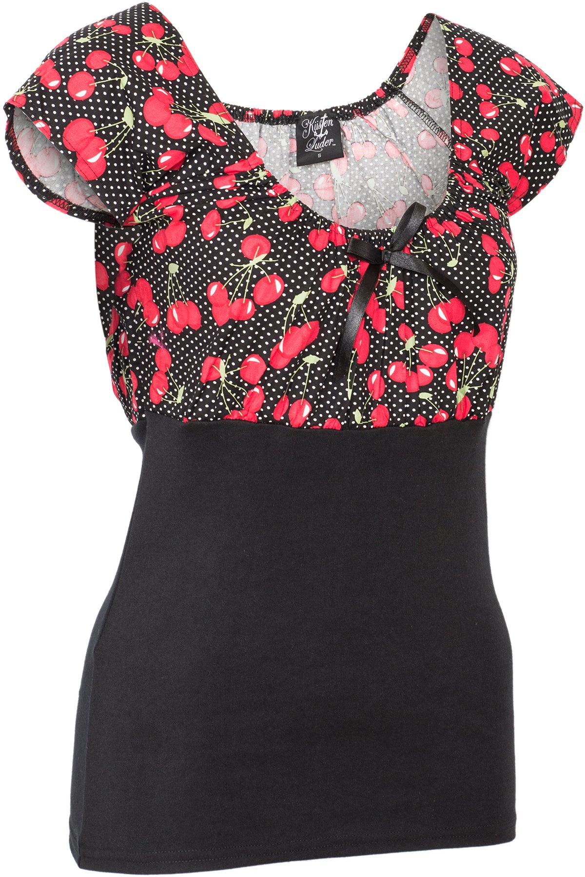 Kuestenluder_DIXIE_Vintage_CHERRY_Polka_Dot_KIRSCHEN_Bluse_SHIRT-2