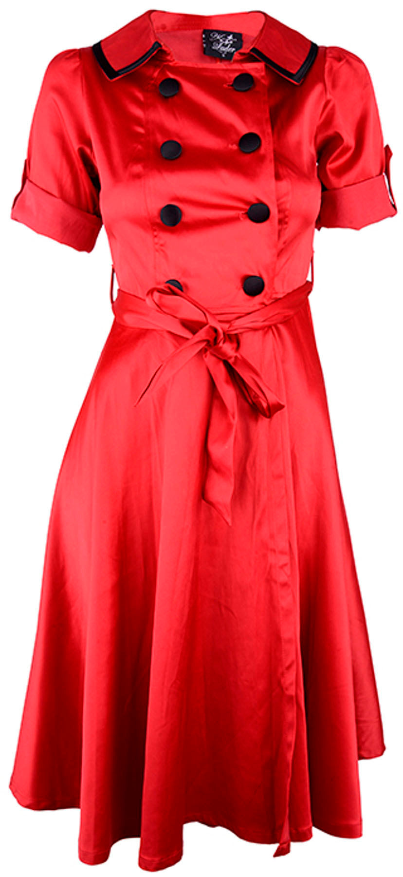Kuestenluder_ELAINE_50s_Satin_Collar_Trenchcoat_Button_KLEID_-_Rot_killer_kirsche