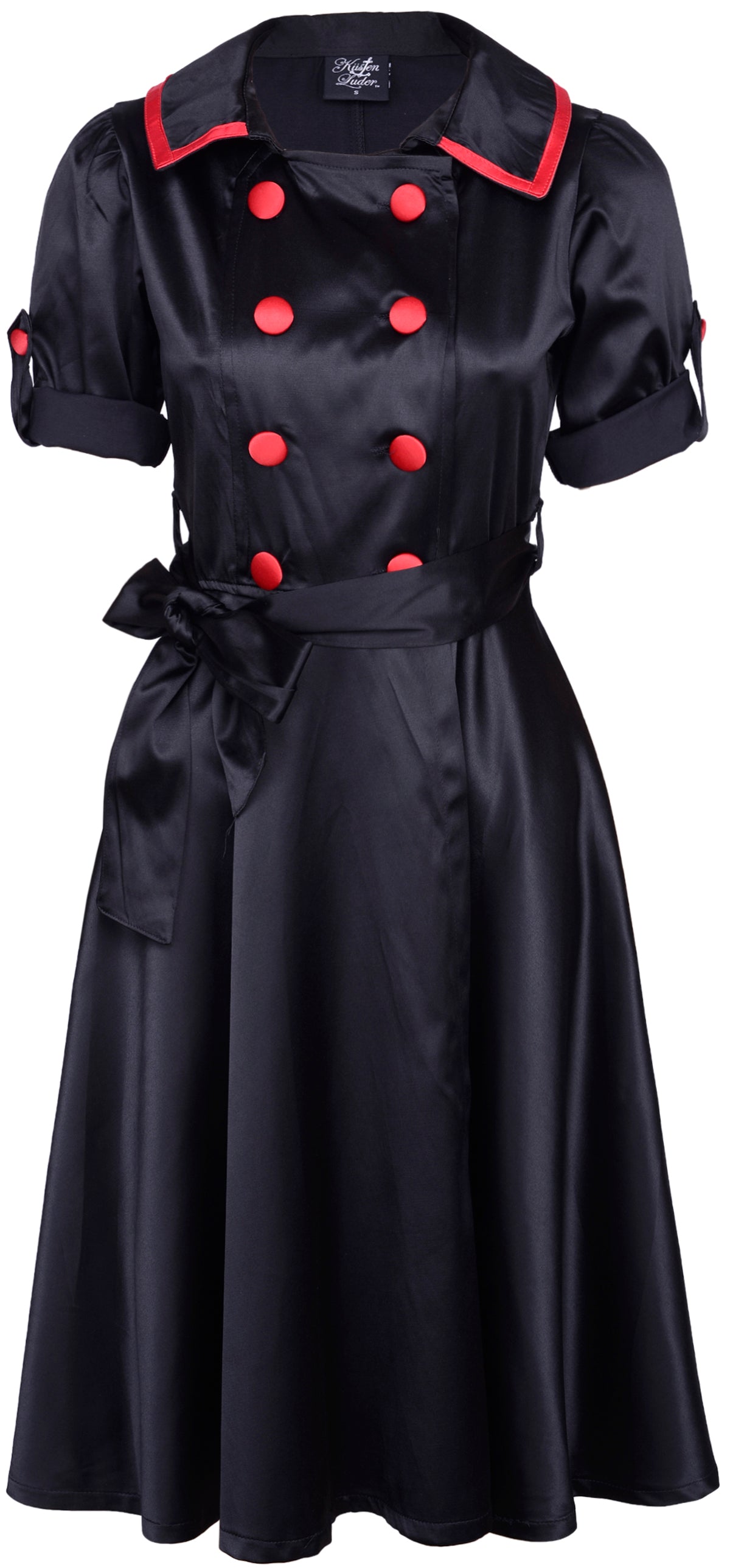 Kuestenluder_ELAINE_50s_Satin_Collar_Trenchcoat_Button_KLEID_-_SchwarzhEptOBPoY7Ofu