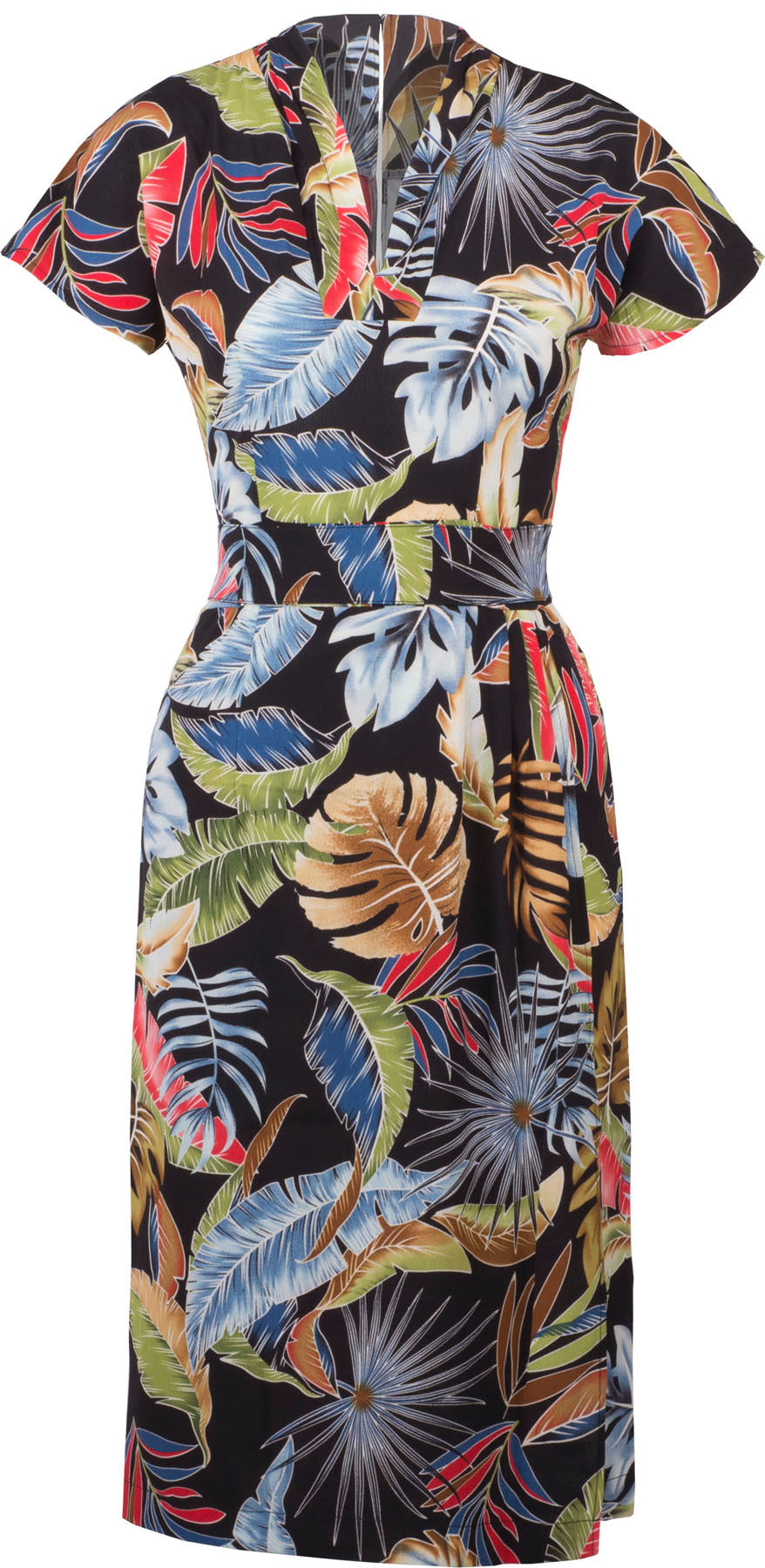 Kuestenluder_ELINY_Vintage_TROPICAL_Kurzarm_Sarong_PENCIL_DRESS_Kleid_killer_kirsche