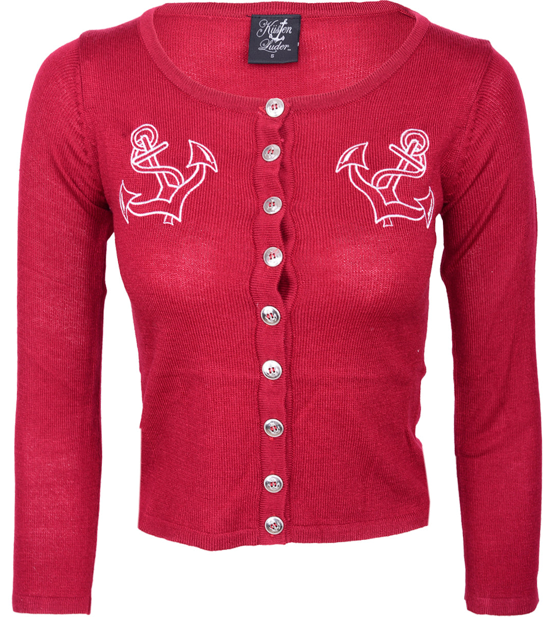 Kuestenluder_ENDA_Sailor_ANCHOR_Anker_Cardigan_STRICKJACKE_-_Rot_killer_kirsche