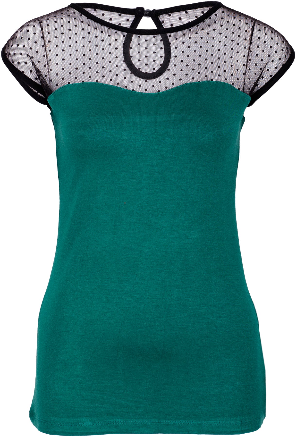 Kuestenluder_EVERLY_Punkte_Polka_Dots_TULLE_Lace_Vintage_SHIRT_-_Gruen_killer_kirsche