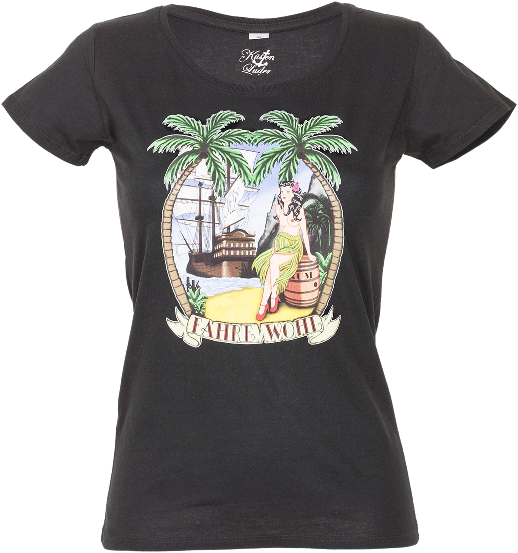 Kuestenluder_FAHRE_WOHL_Hawaiian_Pin_Up_Girl_SCHIFF_Ship_Sailor_SHIRT_-_Schwarz_killer_kirscheFTGJ8Usb9Gj6Z