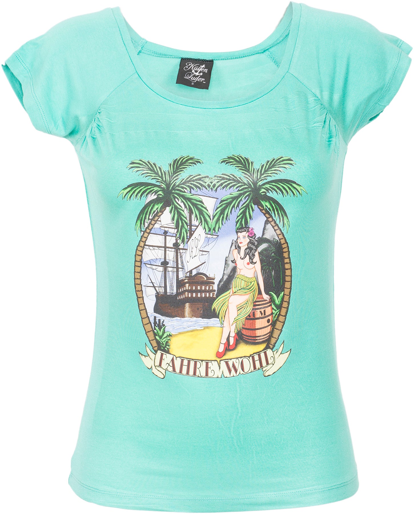 Kuestenluder_FAHRE_WOHL_Sailor_SCHIFF_Ship_Hawaiian_Pin_Up_Raglan_SHIRT_killer_kirsche