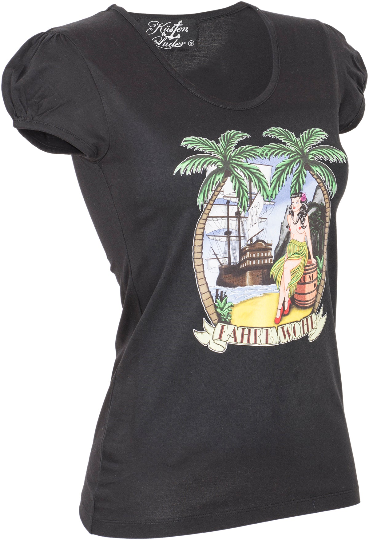 Kuestenluder_FAHRE_WOHL_Sailor_SCHIFF_Ship_Hawaiian_Pin_Up_SHIRT_-_Schwarz-3