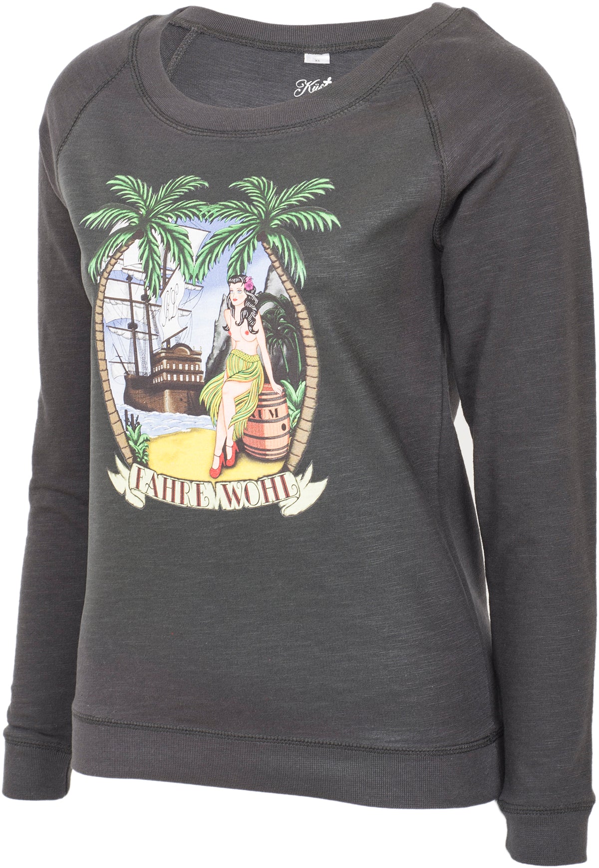 Kuestenluder_FAHRE_WOHL_Sailor_SCHIFF_Ship_TIKI_Pin_Up_Raglan_Sweat_PULLOVER-3x2PW7HRXRujGY