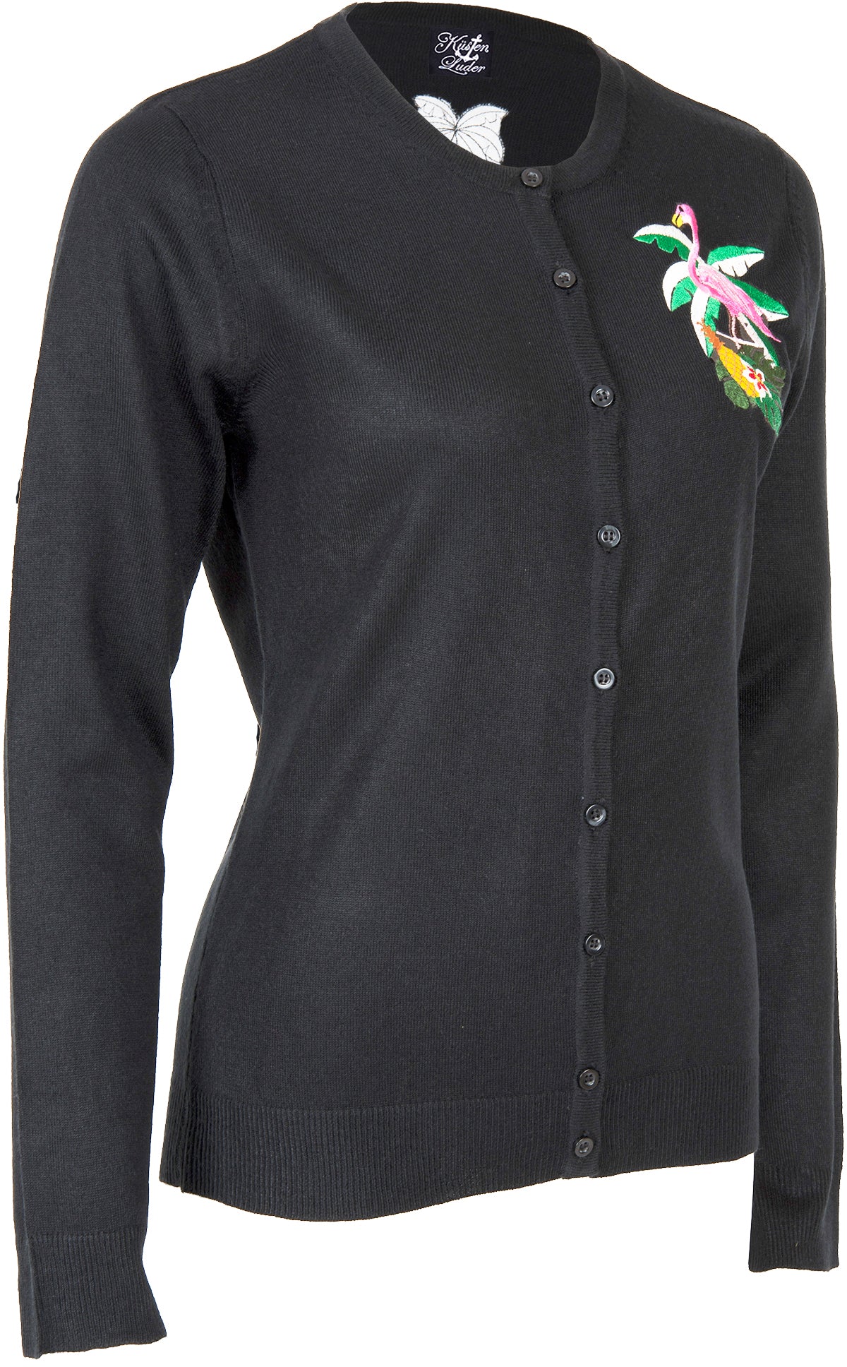 Kuestenluder_FLAMINGO_Palmen_Ananas_CARDIGAN_Langarm_STRICKJACKE-3